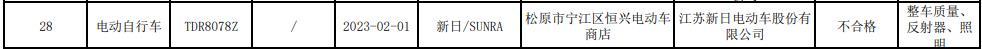 吉林通报7批次不合格电动自行车 新日股份绿源等登榜
