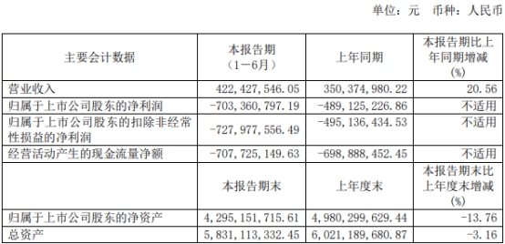 荣昌生物上半年亏损7亿 去年上市募资26亿亏损9.99亿