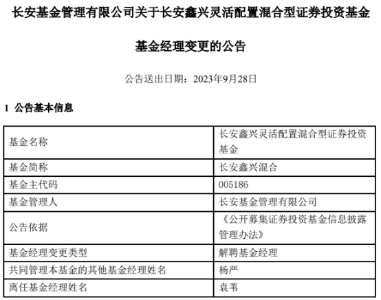 袁苇离任长安鑫兴混合