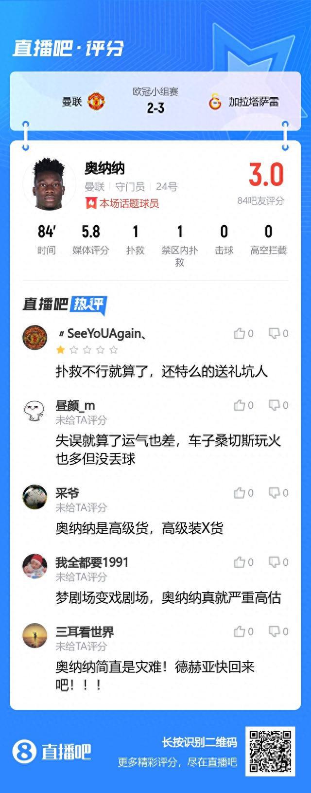 评分3.0！吧友锐评奥纳纳：梦剧场变戏剧场！德赫亚快回来吧！！