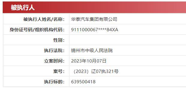 华泰汽车及实控人张秀根被强执约6.4亿