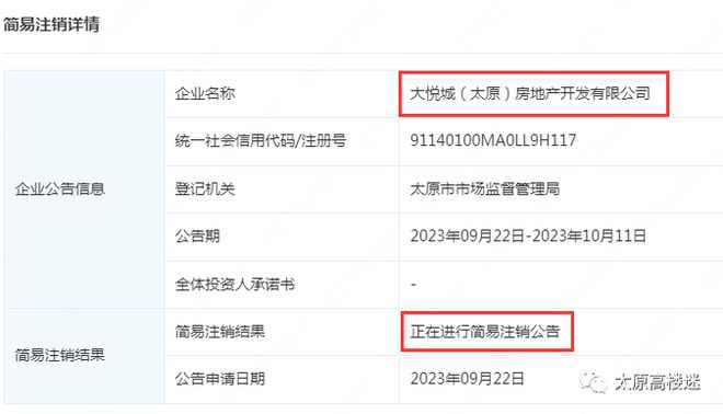 大悦城（太原）项目正在进行简易注销！撤出太原这下实锤了...