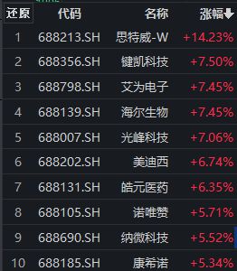 半导体板块午后维持强势，思特威-W涨超14%，科创100ETF（588190）涨近2%丨ETF观察