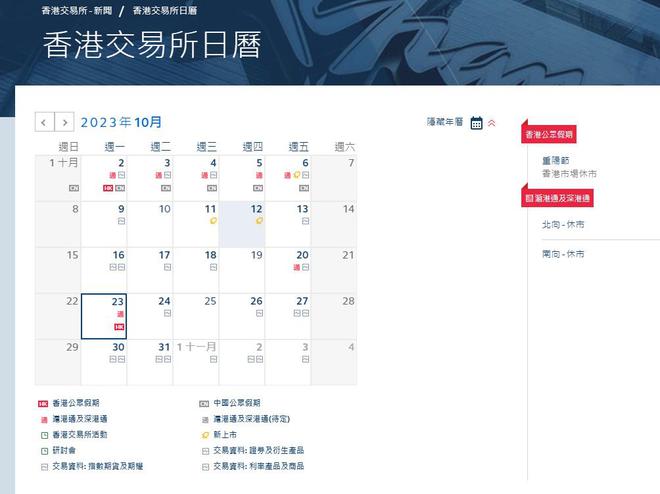 港股重阳节休市 沪深交易所10月23日不提供港股通服务