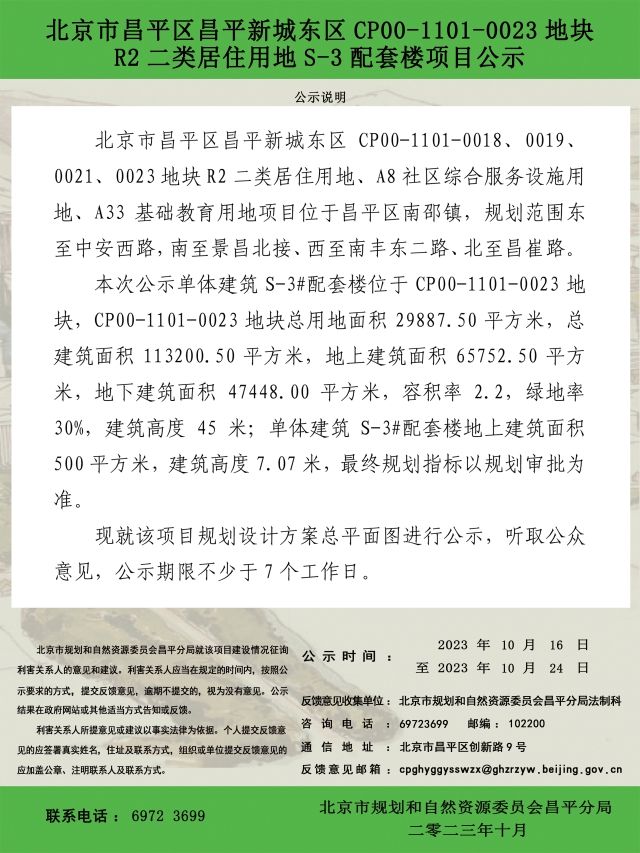 昌平新城东区这处地块项目公示，涉及教育、居住用地——