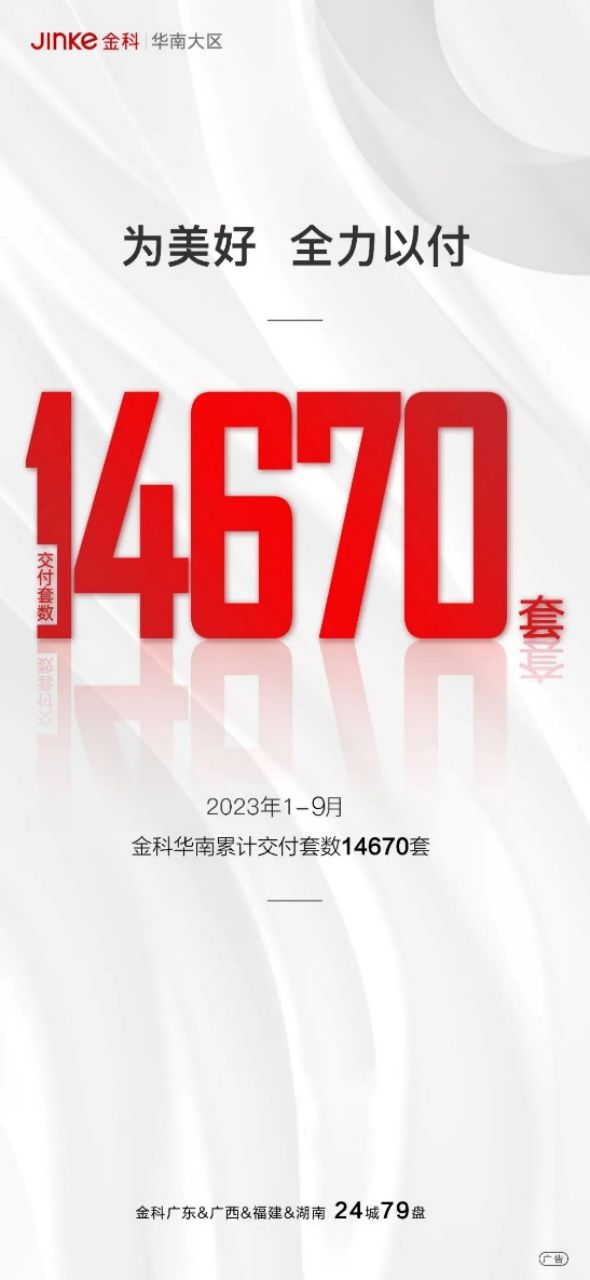 为美好 全力以“付”  金科华南2023年1-9月交付成绩单