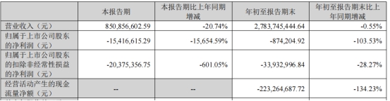 振东制药前三季净利降104%盈转亏 股价跌2.22%