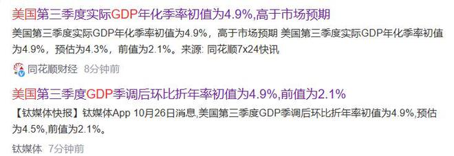 美国三季度GDP涨4.9%，和中国一致，为何总量差距扩大至50万亿？