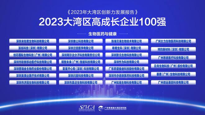 《2023年大湾区创新力发展报告》及“2023大湾区高成长企业100强”发布