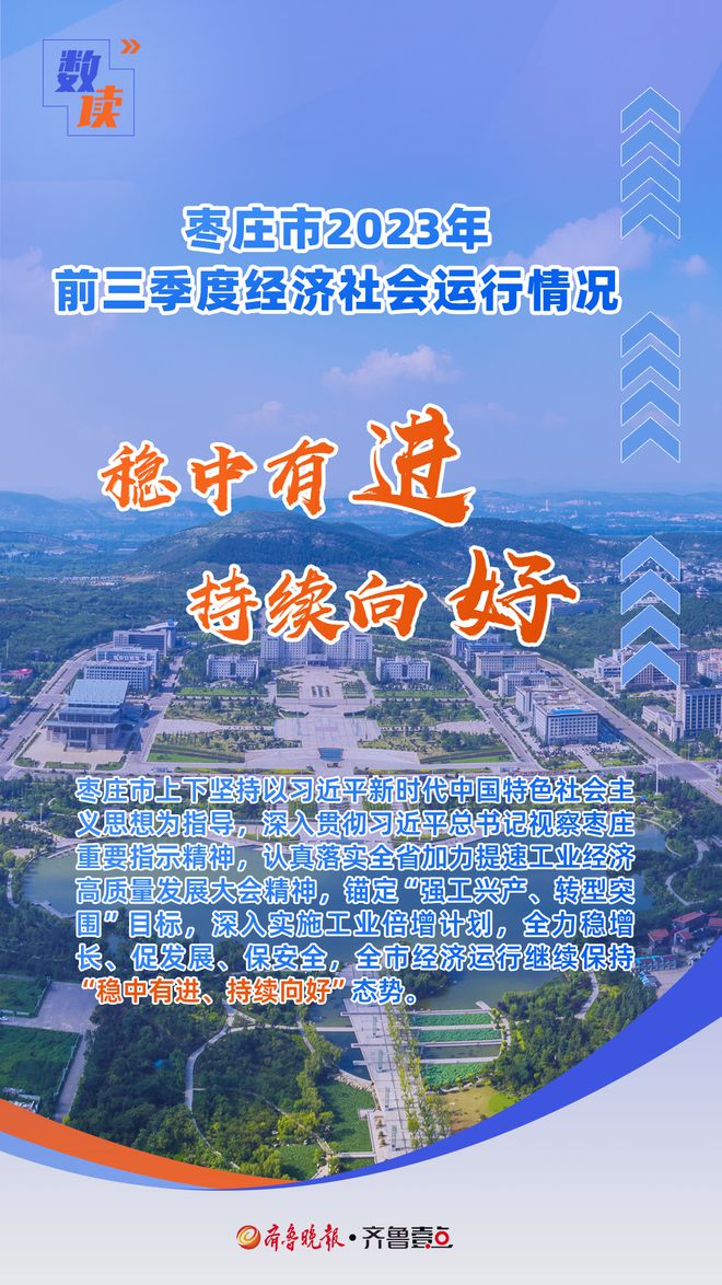 枣庄市2023年前三季度经济社会运行继续保持“稳中有进、持续向好”态势