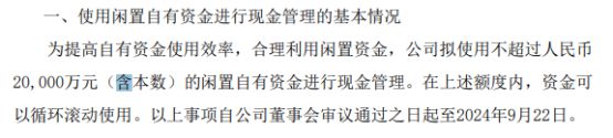 华岭股份拟使用不超过2亿（含本数）的闲置自有资金进行现金管理