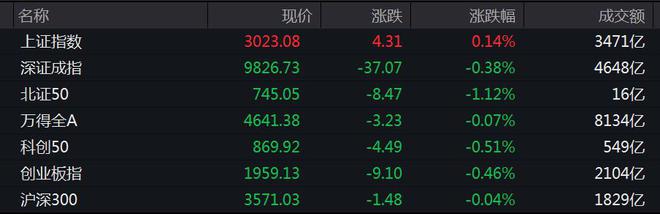 两市震荡分化沪指涨0.14%