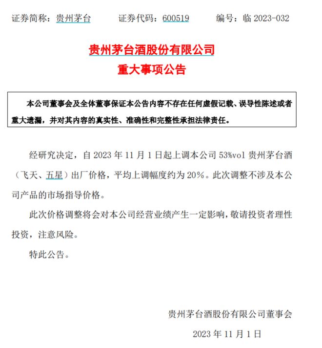 时隔近6年茅台提价20%，明年或增厚利润50亿！有券商“强推”维持2600元目标价