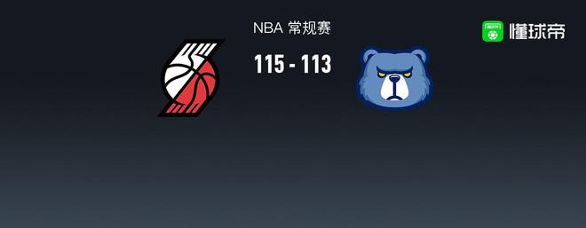 NBA战报：加时开拓者115-113险胜灰熊，贝恩空砍33分