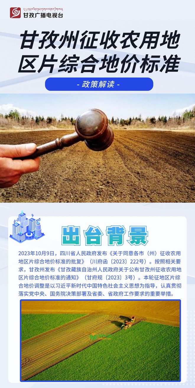 一图速览丨事关征地补偿！甘孜州公布征收农用地区片综合地价新标准