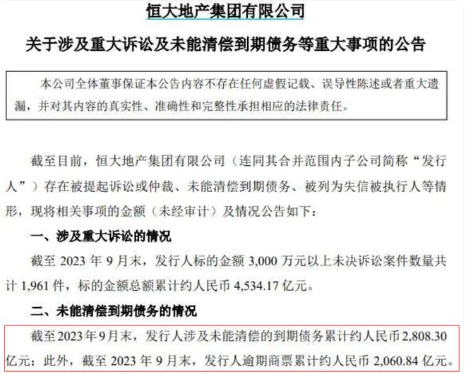 恒大所持200亿股权被冻结！恒大地产再被强制执行4亿元，被执行总金额超547亿元