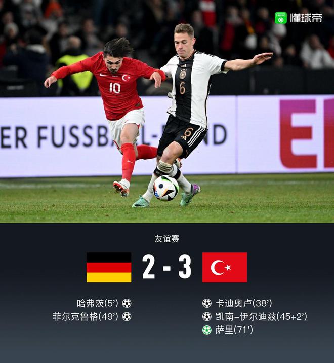 德国2-3土耳其，哈弗茨破门+送点，菲尔克鲁格推射建功