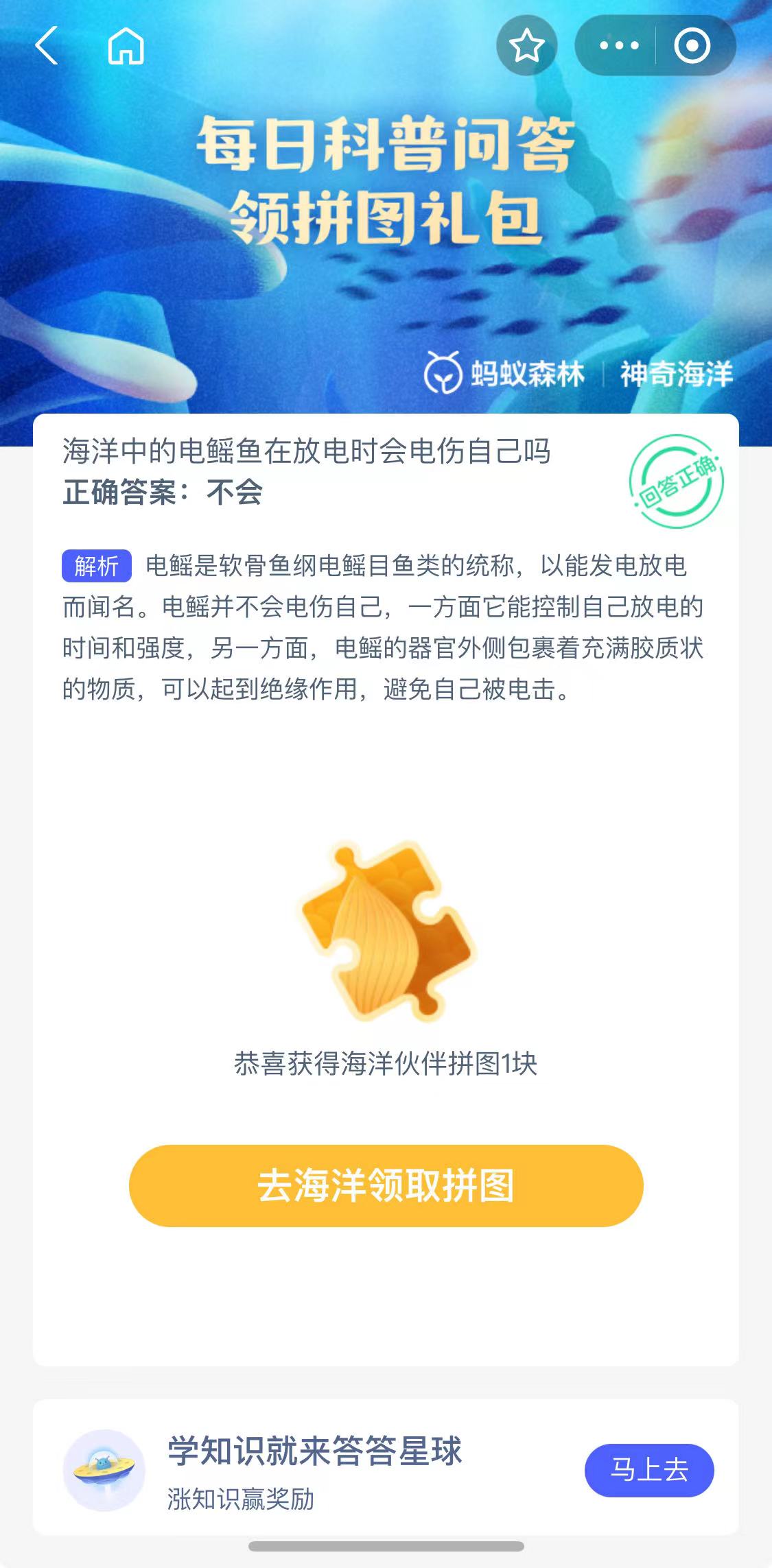 海洋中的电鳐鱼在放电时会电伤自己吗