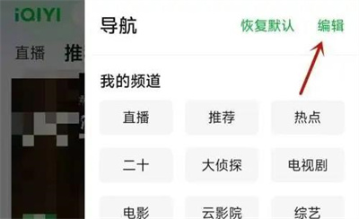 爱奇艺编辑导航频道方法步骤图