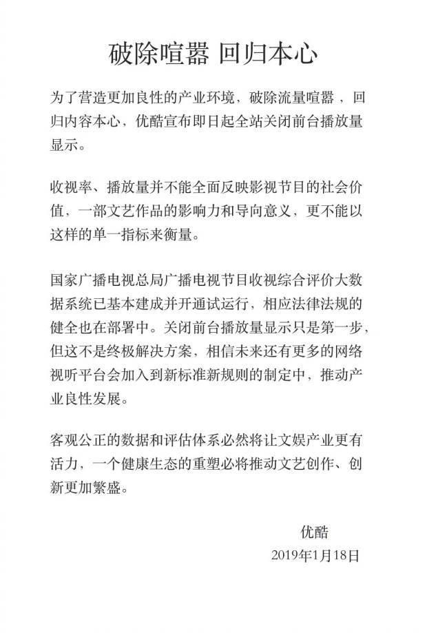 优酷播放量为什么关闭